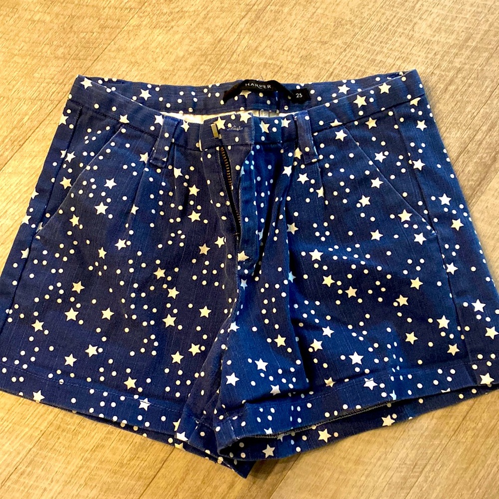 Denim star print shorts
